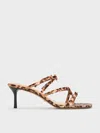 Charles & Keith - Jessy Recycled Polyester Leopard-print Bow Heeled Sandals In Multi