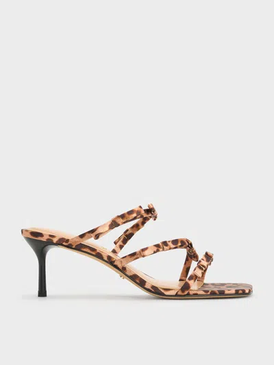Charles & Keith - Jessy Recycled Polyester Leopard-print Bow Heeled Sandals In Multi
