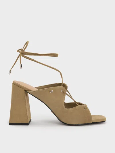 Charles & Keith - Jianna Suede Heeled Sandals In Green