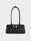 Charles & Keith - Jody Leather Belted Shoulder Bag In Black