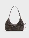 Charles & Keith - Kadee Ruched Bow-charm Hobo Bag