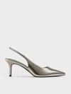 Charles & Keith - Kaia Metallic Pointed-toe Slingback Pumps