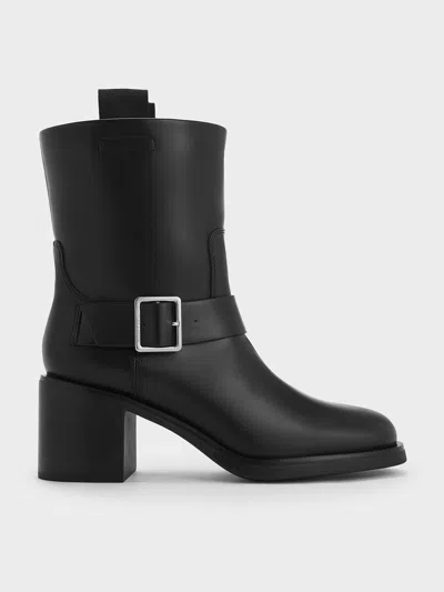 Charles & Keith - Kailey Side-buckle Ankle Boots In Black