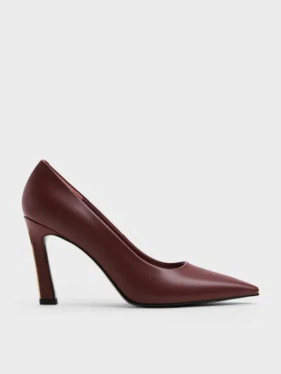 Charles & Keith - Kerra Pointed High Heels In Burgundy