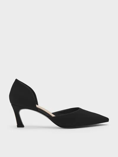 Charles & Keith - Kerra Twill Pointed D'orsay Pumps In Black
