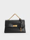 Charles & Keith - Kerry Chain-handle Crossbody Bag In Black