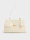 Charles & Keith - Kerry Top Handle Satchel Bag In Cream