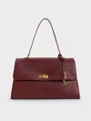 Charles & Keith - Kerry Top Handle Satchel Bag In Mulberry Plum