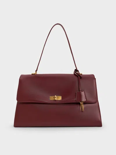 Charles & Keith - Kerry Top Handle Satchel Bag In Mulberry Plum
