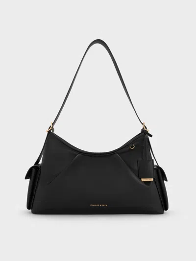 Charles & Keith - Khai Side-pocket Shoulder Bag In Black