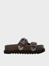 Charles & Keith - Kirke Buckled Double-strap Sandals In Dark Brown