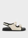 Charles & Keith - Knot-bow Double-strap Slingback Sandals In Gray