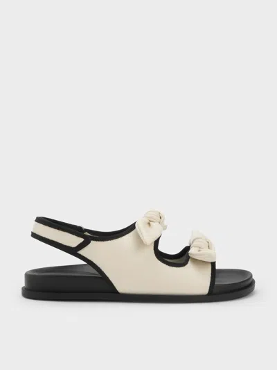 Charles & Keith - Knot-bow Double-strap Slingback Sandals In Gray
