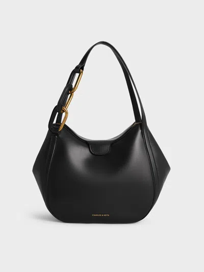 Charles & Keith - Kora Metallic-accent Tote Bag In Black