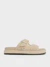 Charles & Keith - Kori Suede Slide Sandals In Beige