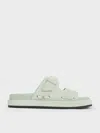 Charles & Keith - Kori Suede Slide Sandals In Mint Green