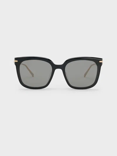 Charles & Keith - Kris Chain-detail Sunglasses In Black