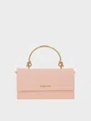 Charles & Keith - Kristine Sculptural-handle Long Wallet In Light Pink