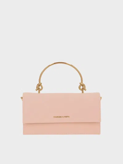 Charles & Keith - Kristine Sculptural-handle Long Wallet In Light Pink