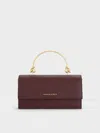 Charles & Keith - Kristine Sculptural-handle Long Wallet In Red