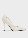 Charles & Keith - Kyra Leather Pointed-toe Pumps In Chalk
