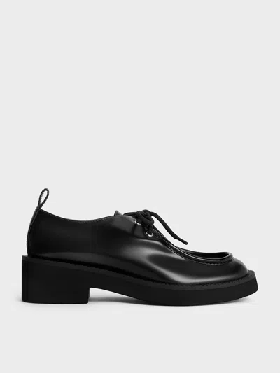 Charles & Keith - Lace-up Chunky-sole Derbys In Black Box