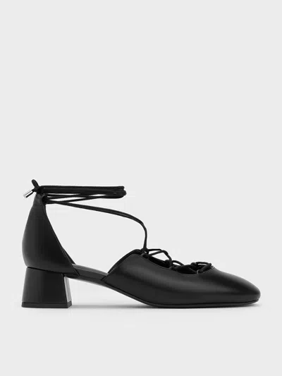 Charles & Keith - Lace-up Tie-around D'orsay Pumps In Black