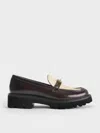 Charles & Keith - Lando Canvas Two-tone Metallic-accent Platform Loafers In Multi