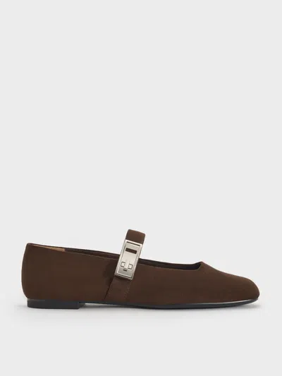 Charles & Keith - Lando Faux Suede Metallic-buckle Mary Jane Flats In Multi