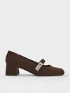 Charles & Keith - Lando Faux Suede Metallic-buckle Mary Jane Pumps In Multi