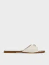 Charles & Keith - Lando Metallic-accent Belted Slide Sandals In Gray