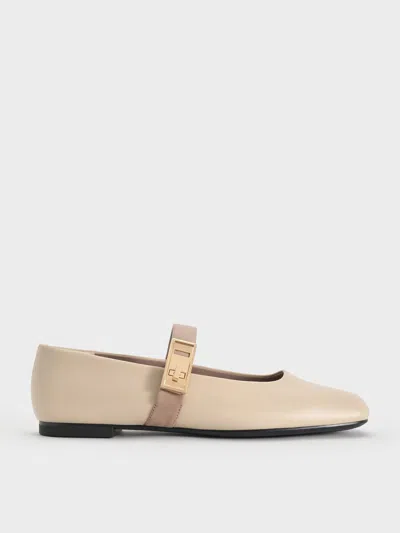 Charles & Keith - Lando Two-tone Metallic-buckle Mary Jane Flats In Multi