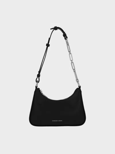 Charles & Keith - Lane Chain-link Shoulder Bag In Noir