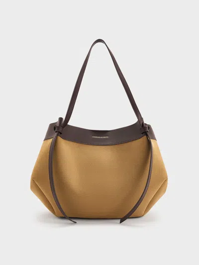Charles & Keith - Large Calla Suede Tote Bag In Sand