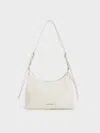 Charles & Keith - Lark Crinkle-effect Hobo Bag In Cream