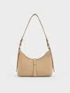 Charles & Keith - Lark Twill Grommet Belted Shoulder Bag