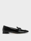 Charles & Keith - Leather Penny Square-toe Loafers In Black Box