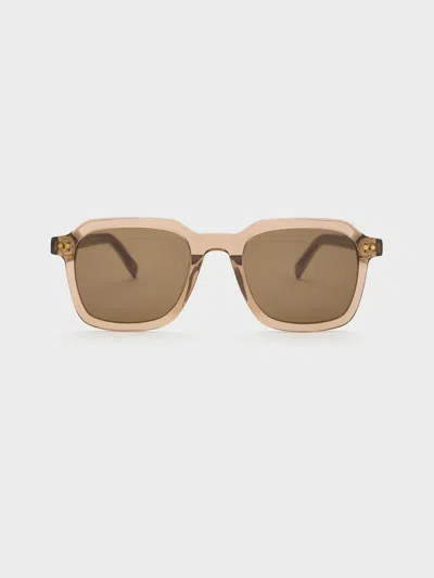 Charles & Keith - Leighton Recycled Acetate Square Sunglasses In Brown