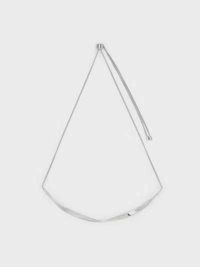 Charles & Keith - Lena Twist Bar Necklace In Silver