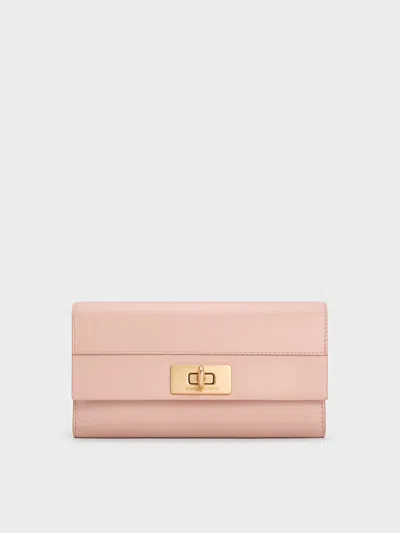 Charles & Keith - Lennie Chain-handle Wallet In Light Pink
