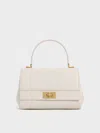 Charles & Keith - Lennie Chain-strap Top Handle Bag In Cream