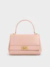 Charles & Keith - Lennie Chain-strap Top Handle Bag In Pink