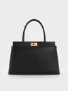 Charles & Keith - Lennie Top Handle Satchel Bag In Black