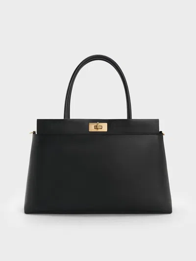 Charles & Keith - Lennie Top Handle Satchel Bag In Black