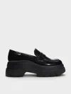 Charles & Keith - Leoi Platform Penny Loafers In Black