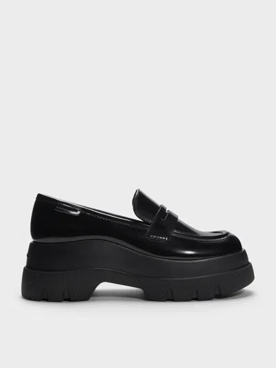 Charles & Keith - Leoi Platform Penny Loafers In Black