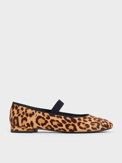 Charles & Keith - Leopard-print Textured Mary Jane Flats In Multi