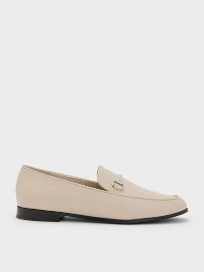 Charles & Keith - Leslie Metallic-accent Loafers In Beige
