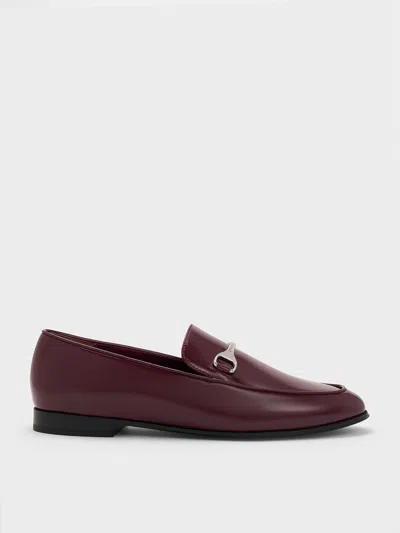 Charles & Keith - Leslie Metallic-accent Loafers In Burgundy