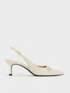 Charles & Keith Metallic-accent Slingback Pumps In Chalk